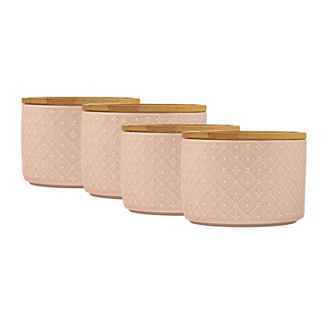 10 Strawberry Street Embossed 4 pc Clermont Salt Cellar Set