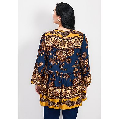 Avenue Women's Plus Size Cara Blouson Peasant Blouse
