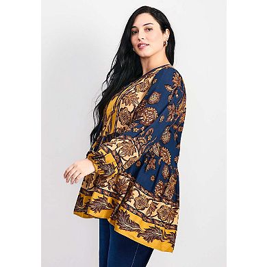 Avenue Women's Plus Size Cara Blouson Peasant Blouse