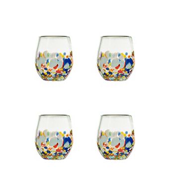 10 Strawberry Street San Lucas Mexican 4 pc Stemless Wine Glass Glassware Set