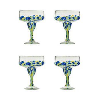 10 Strawberry Street Mazatlan Mexican 4 pc Margarita Glassware Set