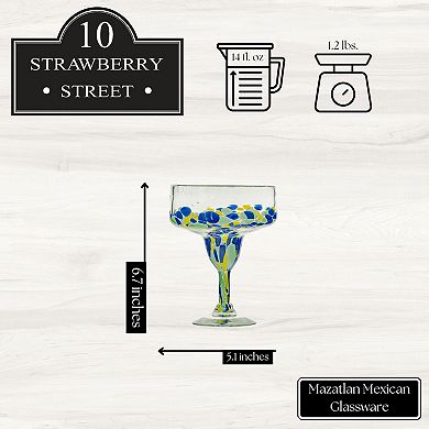 10 Strawberry Street Mazatlan Mexican 4-pc. Margarita Glassware Set