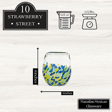 10 Strawberry Street Mazatlan Mexican 4-pc. Stemless Wine Glass Glassware Set