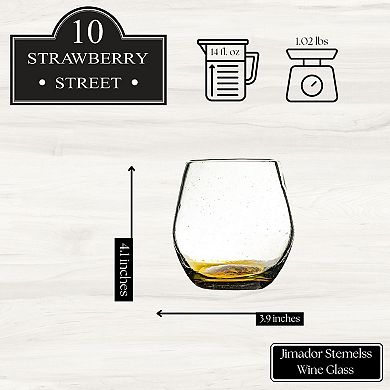 10 Strawberry Street Jimador Mexican 4-pc. Stemless Wine Glass Glassware Set