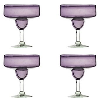 10 Strawberry Street 4 pc Morado Mexican Margarita Glassware Set