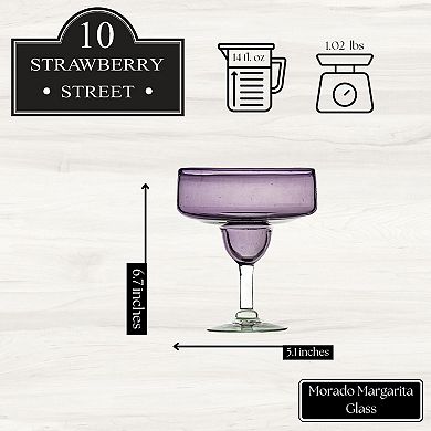 10 Strawberry Street 4-Piece Morado Mexican Margarita Glassware Set