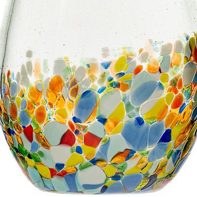 10 Strawberry Street 4-Piece Pueblo Mexican Stemless Wine Glass Set