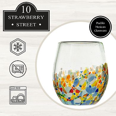10 Strawberry Street 4-Piece Pueblo Mexican Stemless Wine Glass Set