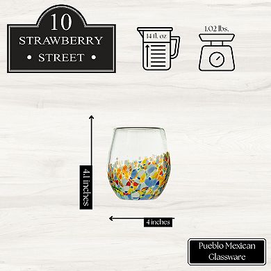 10 Strawberry Street 4-Piece Pueblo Mexican Stemless Wine Glass Set