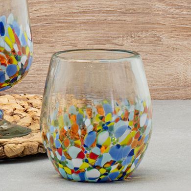 10 Strawberry Street 4-Piece Pueblo Mexican Stemless Wine Glass Set