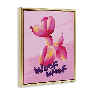 Stupell Home Decor Woof Balloon Dog Framed Canvas Wall Art