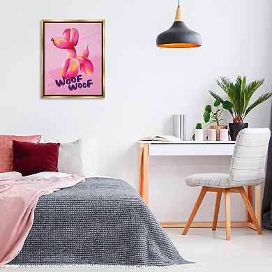 Stupell Home Decor Woof Balloon Dog Framed Canvas Wall Art