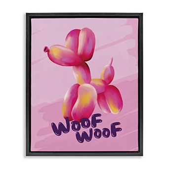 Stupell Home Decor Woof Balloon Dog Framed Canvas Wall Art