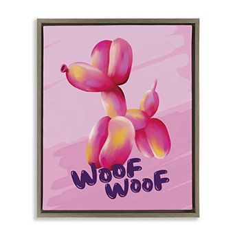 Stupell Home Decor Woof Balloon Dog Framed Canvas Wall Art