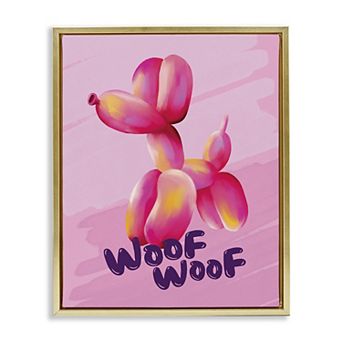 Stupell Home Decor Woof Balloon Dog Framed Canvas Wall Art