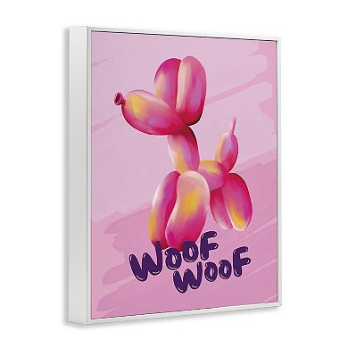 Stupell Home Decor Woof Balloon Dog Framed Canvas Wall Art