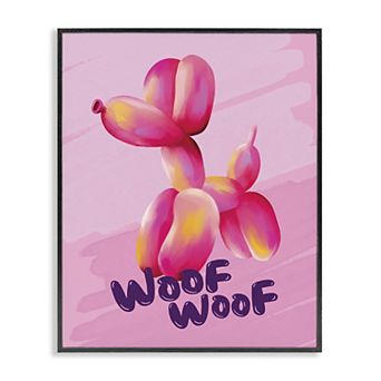 Stupell Home Decor Woof Balloon Dog Framed Canvas Wall Art