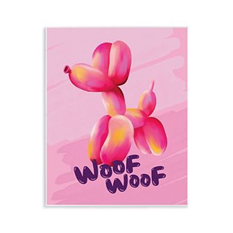 Stupell Home Decor Woof Balloon Dog Wood Wall Art