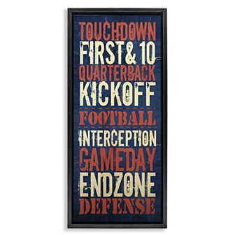 Stupell Home Decor Rustic Football Phrases Framed Canvas Wall Art