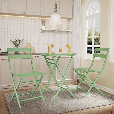 3-Piece Patio Bistro Set, Folding Bistro Table and Chairs for Balcony Porch Yard Garden