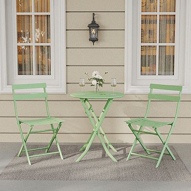 3-Piece Patio Bistro Set, Folding Bistro Table and Chairs for Balcony Porch Yard Garden