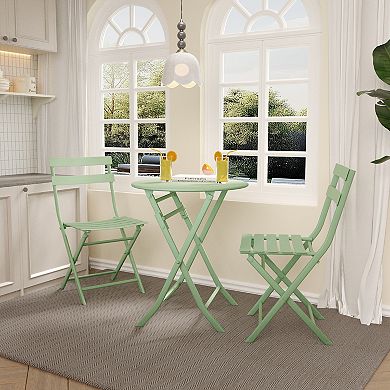 3-Piece Patio Bistro Set, Folding Bistro Table and Chairs for Balcony Porch Yard Garden