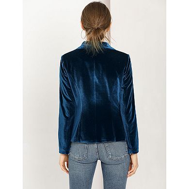 2 Packs Women's Work Shawl Collar Long Sleeve One Button Velvet Blazer