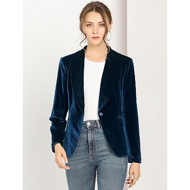 2 Packs Women's Work Shawl Collar Long Sleeve One Button Velvet Blazer