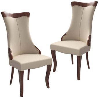 Novara Dining Chair with High-Back Design and Rubberwood Legs Set of 2