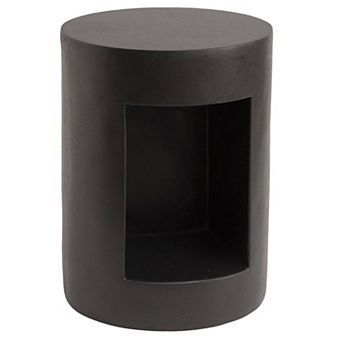 Nook 14" Wide Round End Table in Fiberstone with Open Storage Compartment