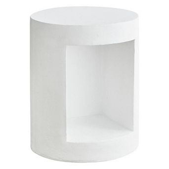 Nook 14" Wide Round End Table in Fiberstone with Open Storage Compartment