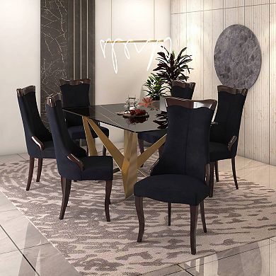 Novara Dining Chair with High-Back Design and Rubberwood Legs Set of 4