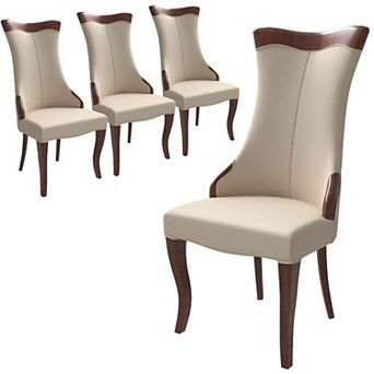 Novara Dining Chair with High-Back Design and Rubberwood Legs Set of 4