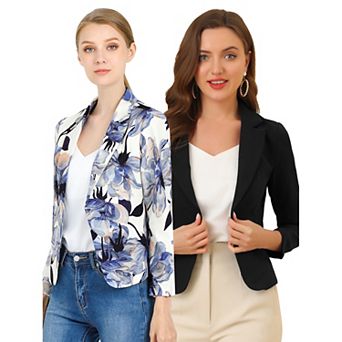2 Packs Women's Open Front Floral Print Blazer
