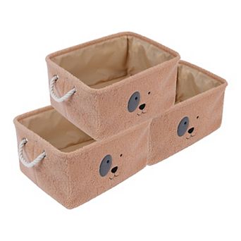 Storage Cube, Set of 3 Cotton Collapsible Storage Bin with Handle for Shelves Closet 15.7*11.8*7.9in