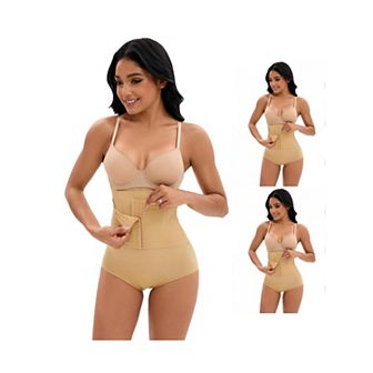 3 Packs Women's Front Hook Closure Tummy Control Briefs Panties High Waist Hip Lifter Shaperwears