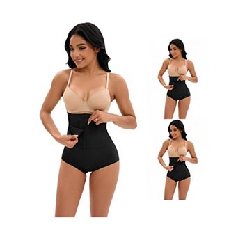 3 Packs Women's Front Hook Closure Tummy Control Briefs Panties High Waist Hip Lifter Shaperwears