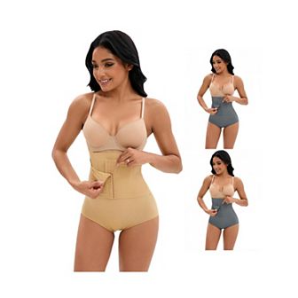 3 Packs Women's Front Hook Closure Tummy Control Briefs Panties High Waist Hip Lifter Shaperwears