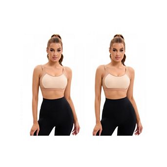 2 Packs Women's Contrasting Colors Adjustable Straps Workout Bras Fixed Cup U Back Sports Bras