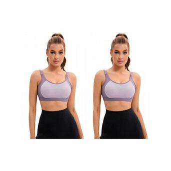 2 Packs Women's Contrasting Colors Adjustable Straps Workout Bras Fixed Cup U Back Sports Bras