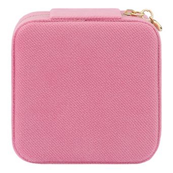 Travel Jewelry Box for Birthday Gifts, Small Portable Velvet Jewelry Organizer Case 4*4*2in