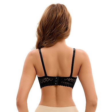 2 Packs Women's Lace Trim Push Up Underwire Bras Adjustable Straps Plus Cup Size Underwear