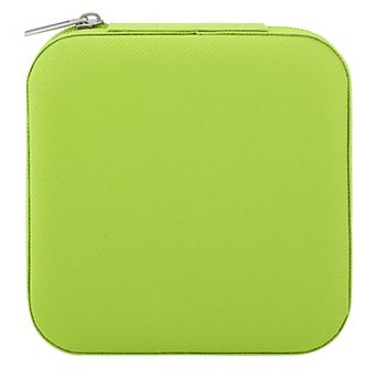 Mini Travel Jewelry Box with Mirror for Women, Portable Jewelry Organizer Case 4*4*2in