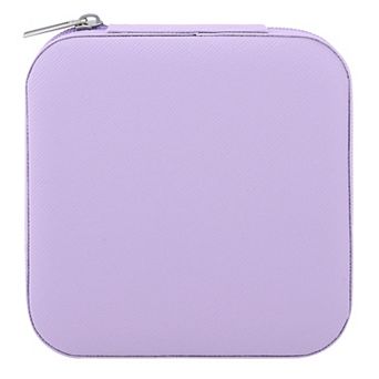 Mini Travel Jewelry Box with Mirror for Women, Portable Jewelry Organizer Case 4*4*2in