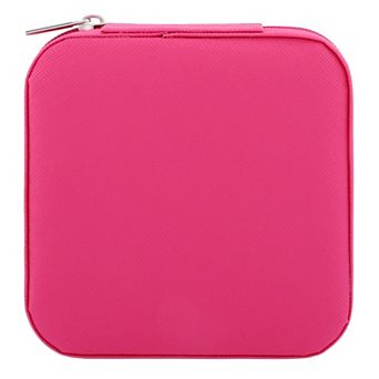 Mini Travel Jewelry Box with Mirror for Women, Portable Jewelry Organizer Case 4*4*2in