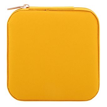 Mini Travel Jewelry Box with Mirror for Women, Portable Jewelry Organizer Case 4*4*2in