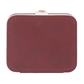 Portable Jewelry Box with Button, Mini Faux Leather Jewelry Organizer Boxes 4*3.4*1.3in