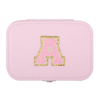 Rectangular PU Leather Jewelry Box with Letter Pattern, Single Layer Jewelry Organizer 6.3*4.5*2in