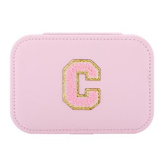 Rectangular PU Leather Jewelry Box with Letter Pattern, Single Layer Jewelry Organizer 6.3*4.5*2in