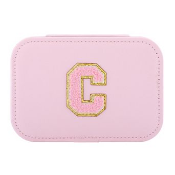 Rectangular PU Leather Jewelry Box with Letter Pattern, Single Layer Jewelry Organizer 6.3*4.5*2in